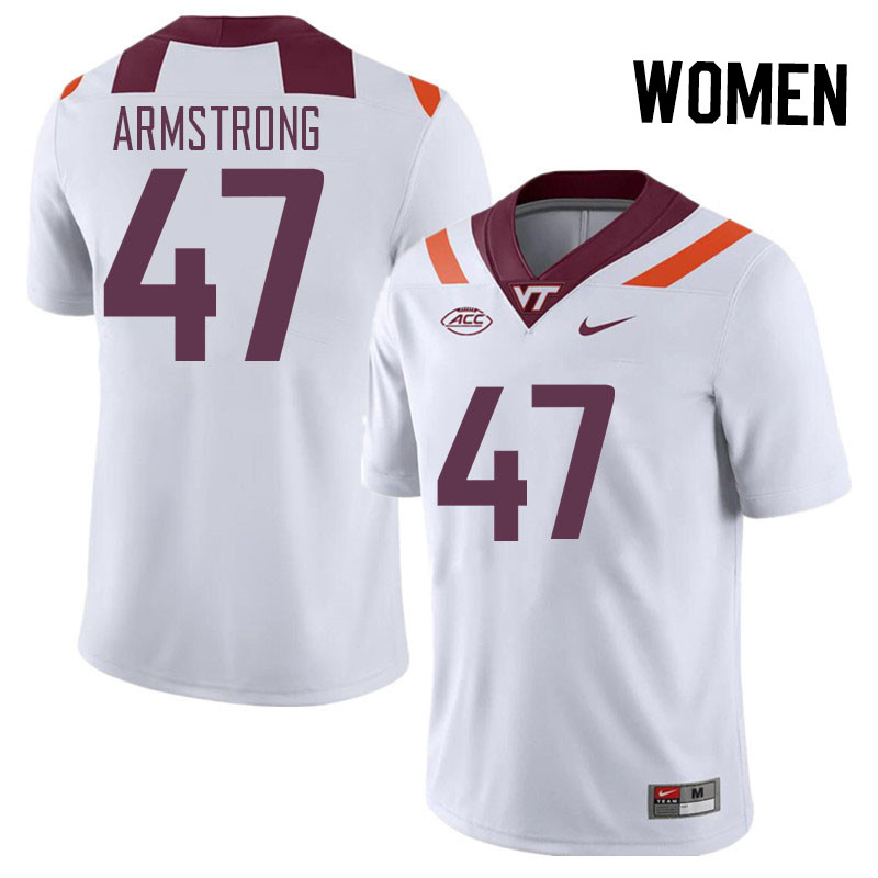 Women #47 Griffin Armstrong Virginia Tech Hokies College Football Jerseys Stitched Sale-White - Click Image to Close
